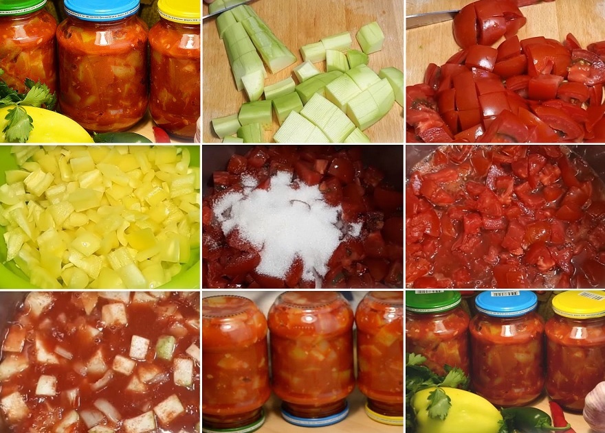 Salāti ar kabačiem, papriku un tomātiem ziemai Laiki mainās!